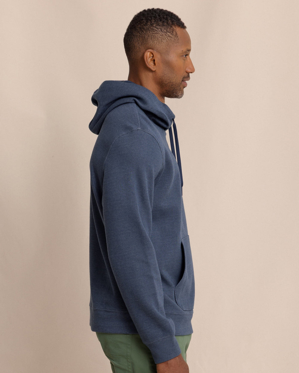The side view of the Southern Tide Pearl Cove Fleece Hoodie by Southern Tide - Dress Blue