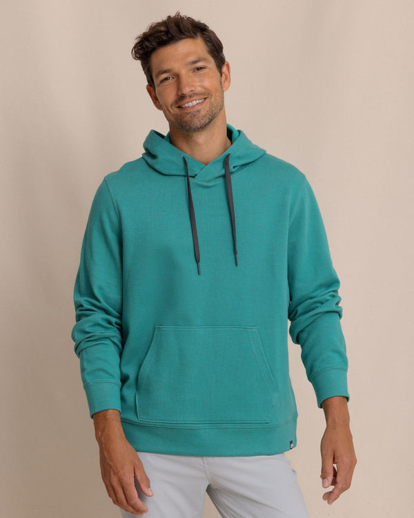 The front view of the Southern Tide Pearl Cove Fleece Hoodie by Southern Tide - Spruce Shade