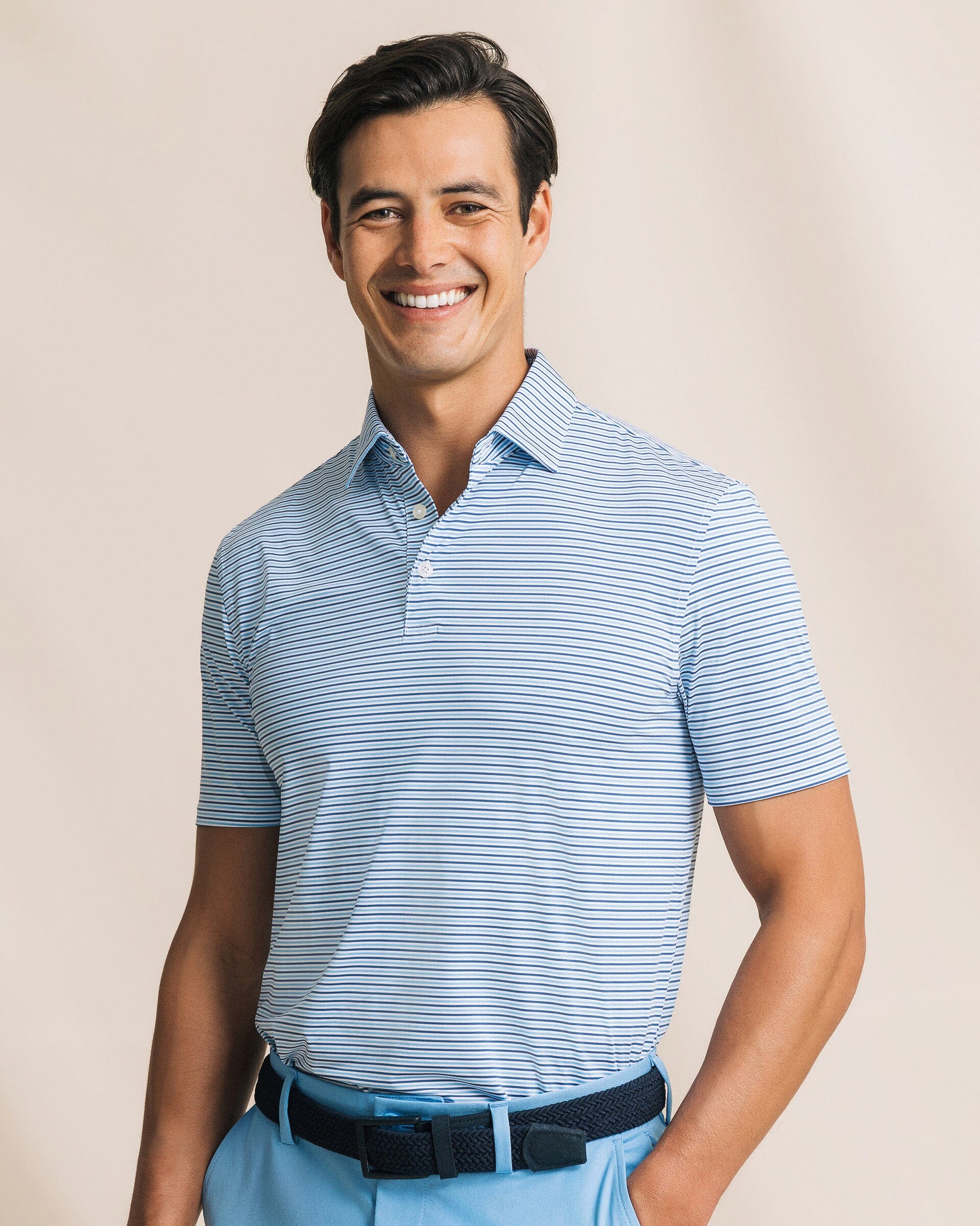 Men's Pelican Landing Stripe Performance Polo | Southern Tide