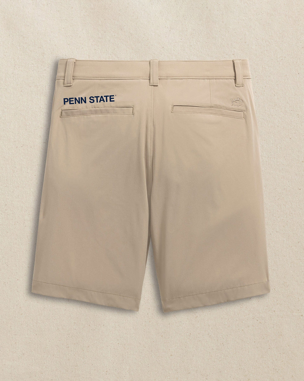 The back view of the Southern Tide Penn State Nittany Lions brrr°®-die 8" Performance Short by Southern Tide - Sandstone Khaki