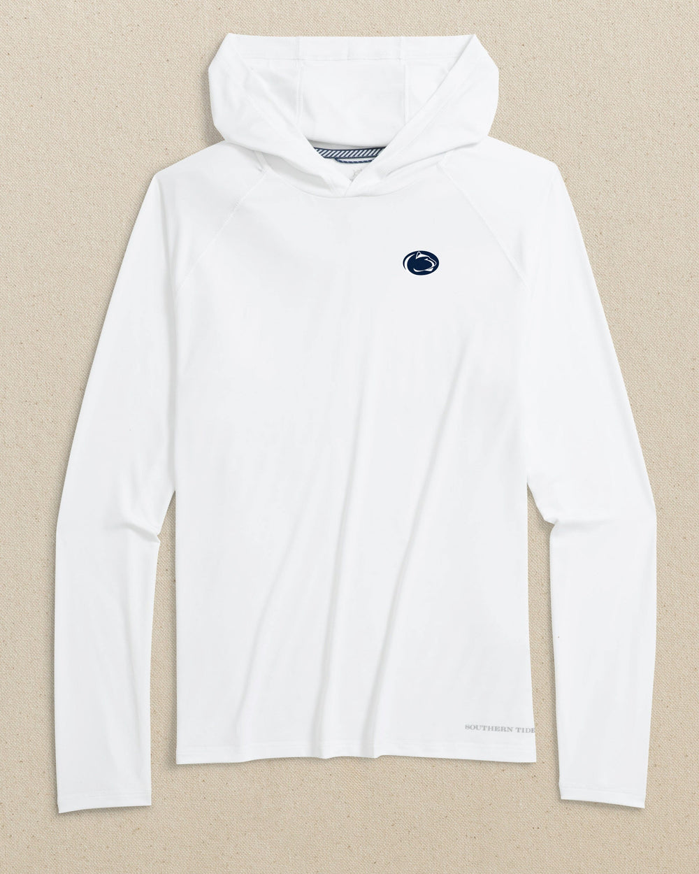 The front view of the Southern Tide Penn State Nittany Lions brrr°®-illiant Performance Hoodie by Southern Tide - Classic White