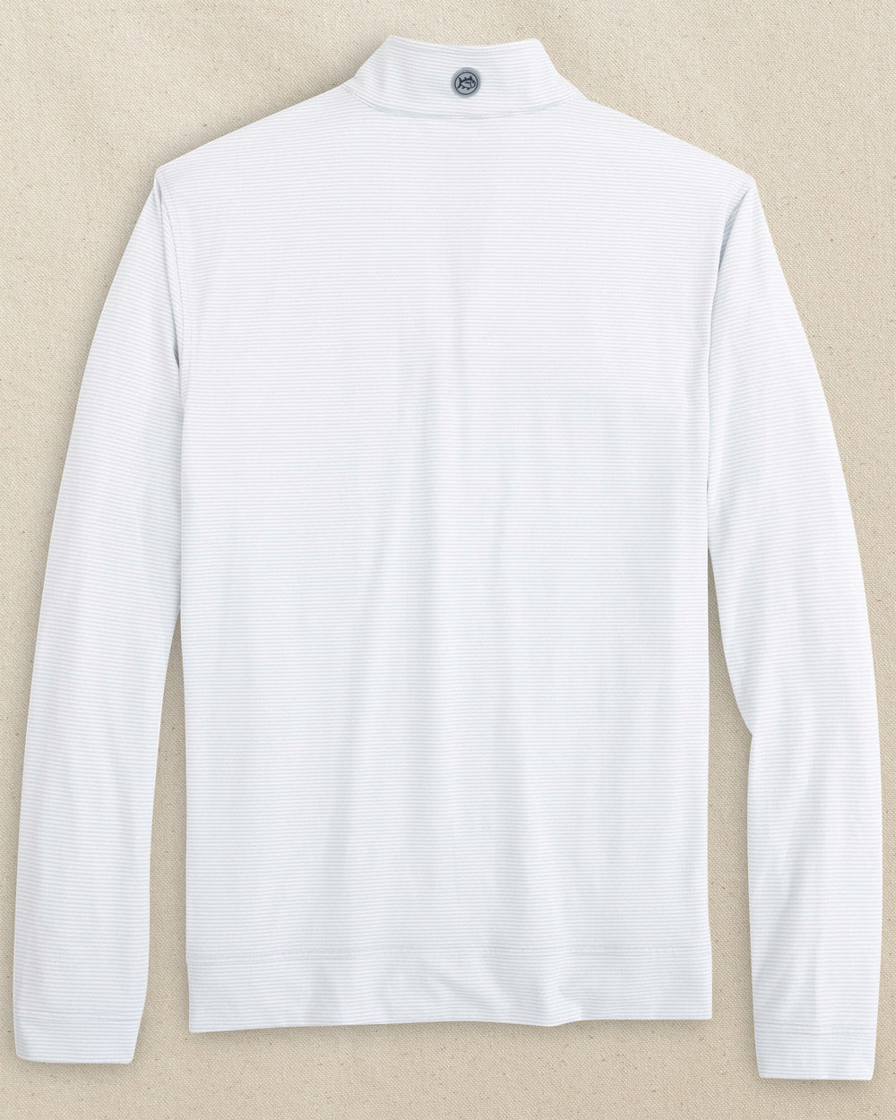 The back view of the Southern Tide Penn State Nittany Lions Cruiser Micro-Stripe Quarter Zip by Southern Tide - Heather Slate Grey