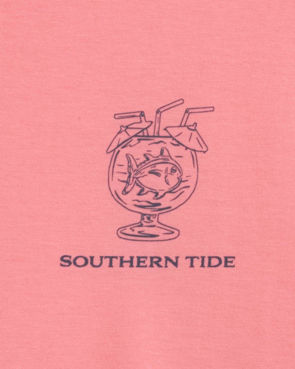 The detail view of the Southern Tide Pink Punch Short Sleeve T-Shirt by Southern Tide - Geranium Pink