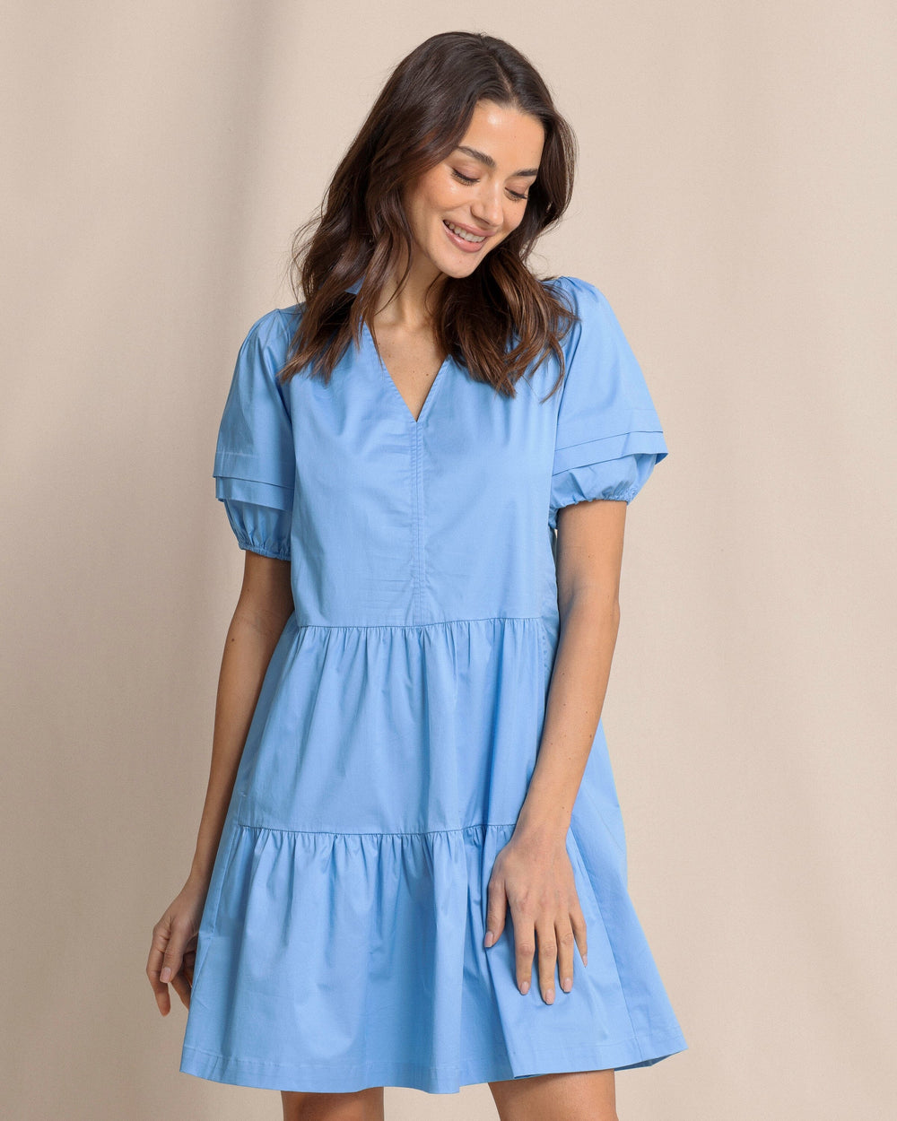 The front view of the Southern Tide Piper Short Sleeve Dress by Southern Tide - Boat Blue