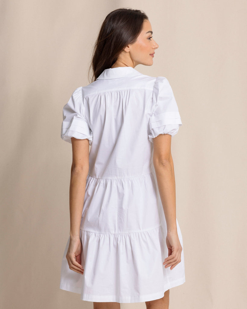 Southern Tide Women's Piper Short Sleeve Dress White (Size S) 97% Cotton 3% Spandex
