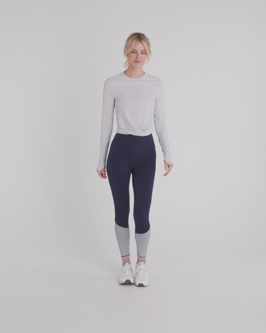 The video of the Southern Tide Margot brrr°-illiant Twist Knot Top by Southern Tide - Platinum Grey