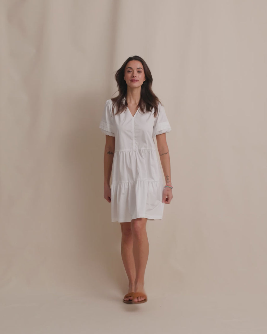 The video view of the Southern Tide Piper Short Sleeve Dress by Southern Tide - Classic White