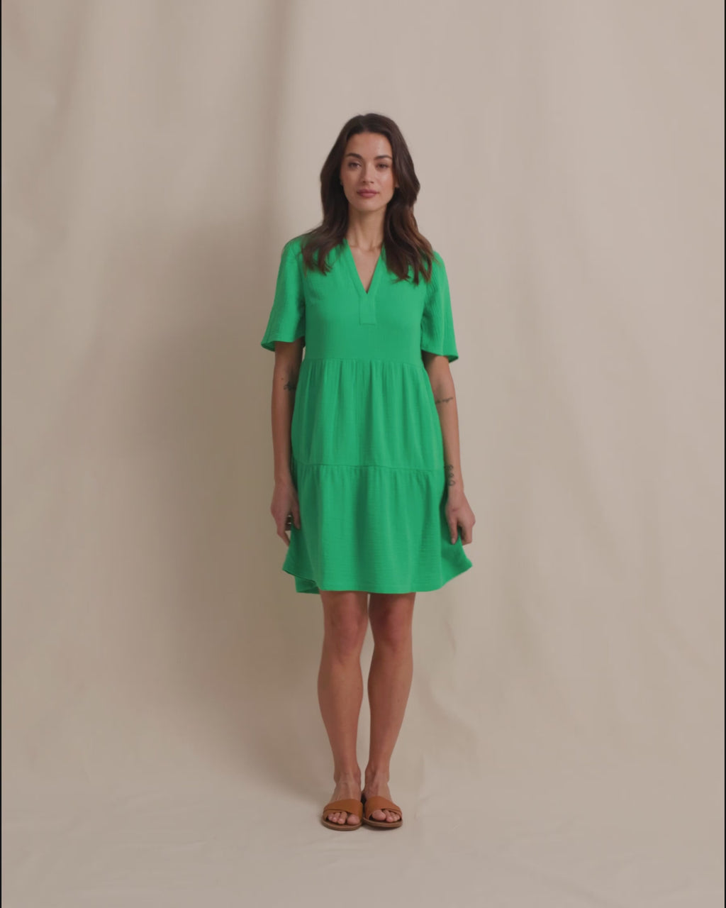 The video view of the Southern Tide Harper Short Sleeve Dress by Southern Tide - Simply Green