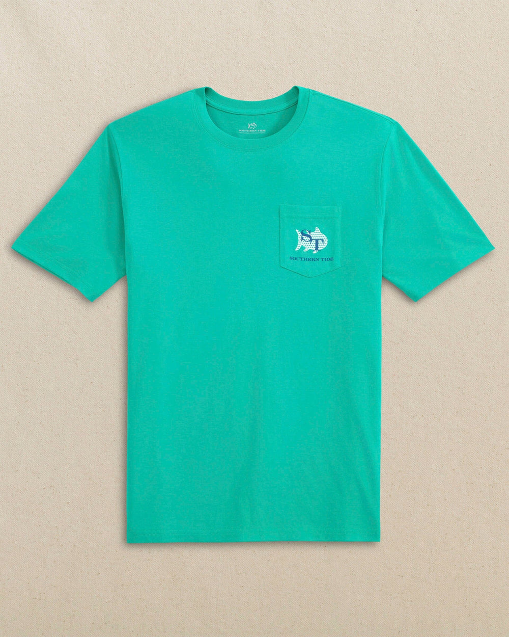 The front view of the Southern Tide Quiet Please Short Sleeve T-Shirt by Southern Tide - Persian Green