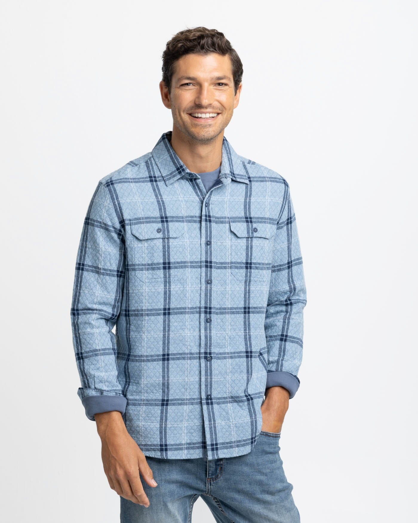 Men's Quilted Heather Ellison Overshirt Sport Shirt | Southern Tide