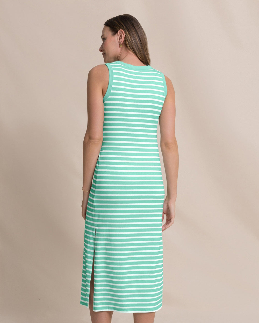 The back view of the Southern Tide Ramona Stripe Midi Tank Dress by Southern Tide - Gulf Shores