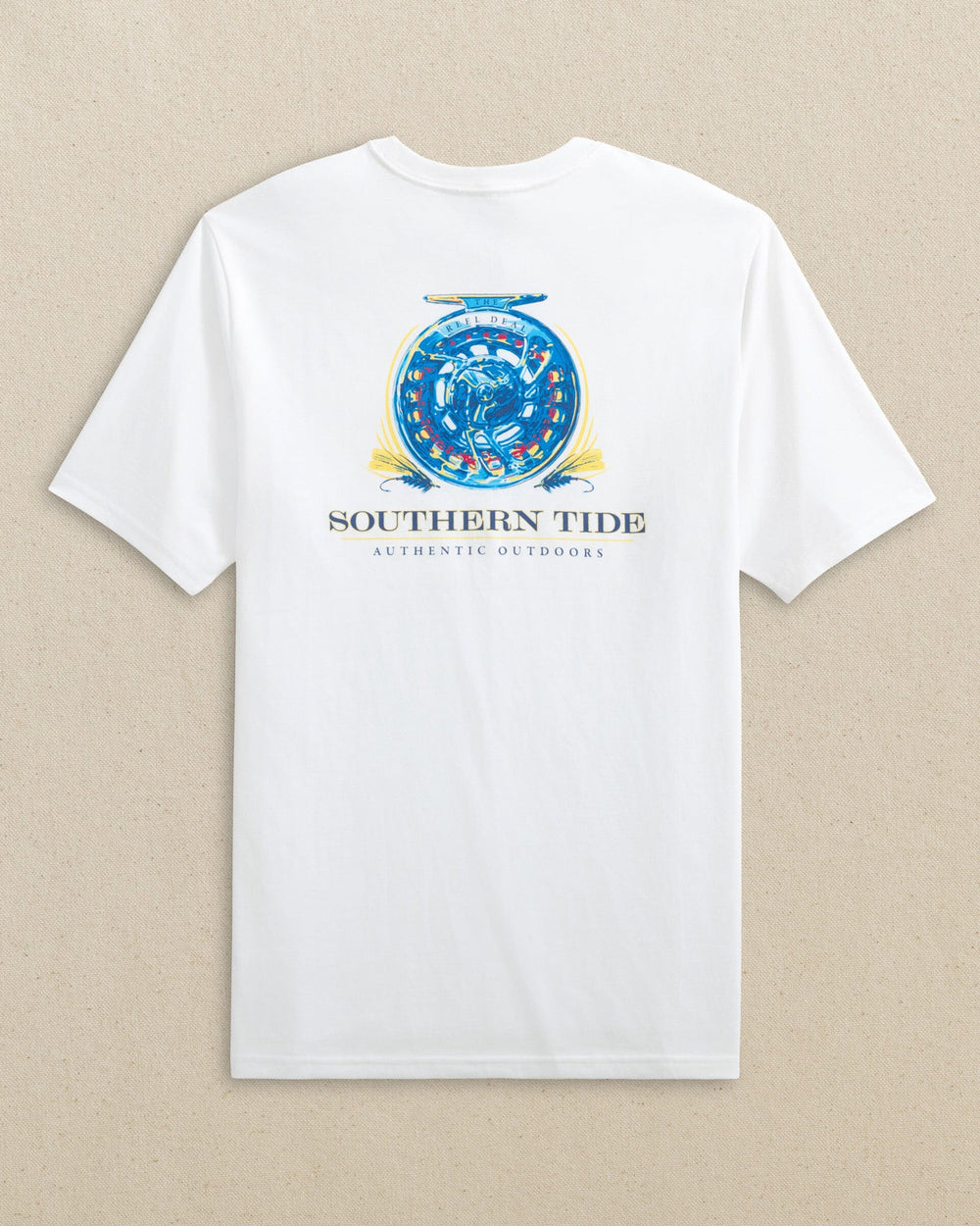 The back view of the Southern Tide Reel Deal Short Sleeve T-Shirt by Southern Tide - Classic White