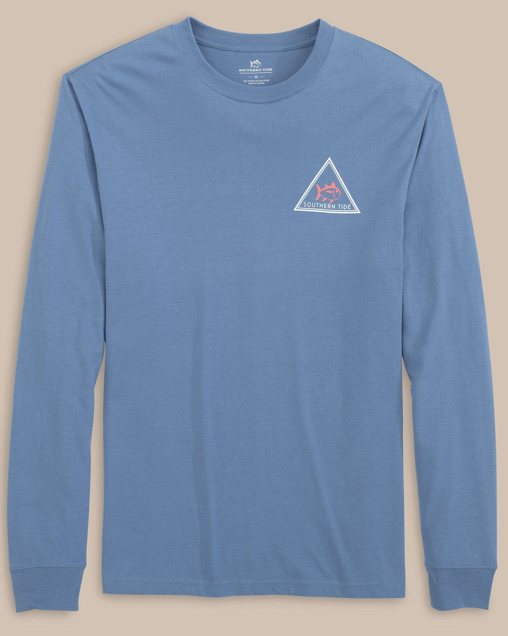 The front view of the Southern Tide Retrowave Channel Markers Long Sleeve T-Shirt by Southern Tide - Abyss Blue