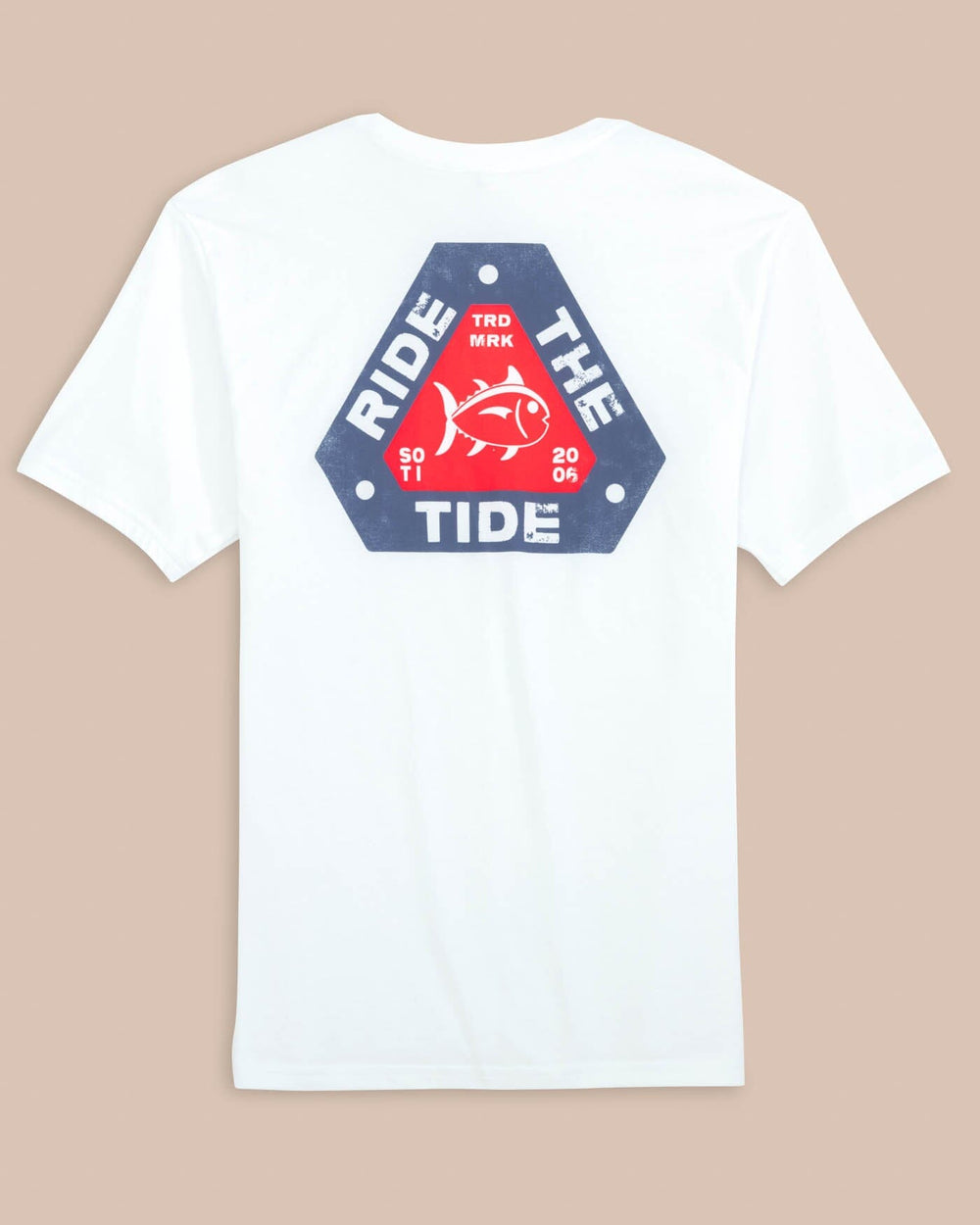 The back view of the Southern Tide Ride the Tide Triangle Short Sleeve T-Shirt by Southern Tide - Classic White