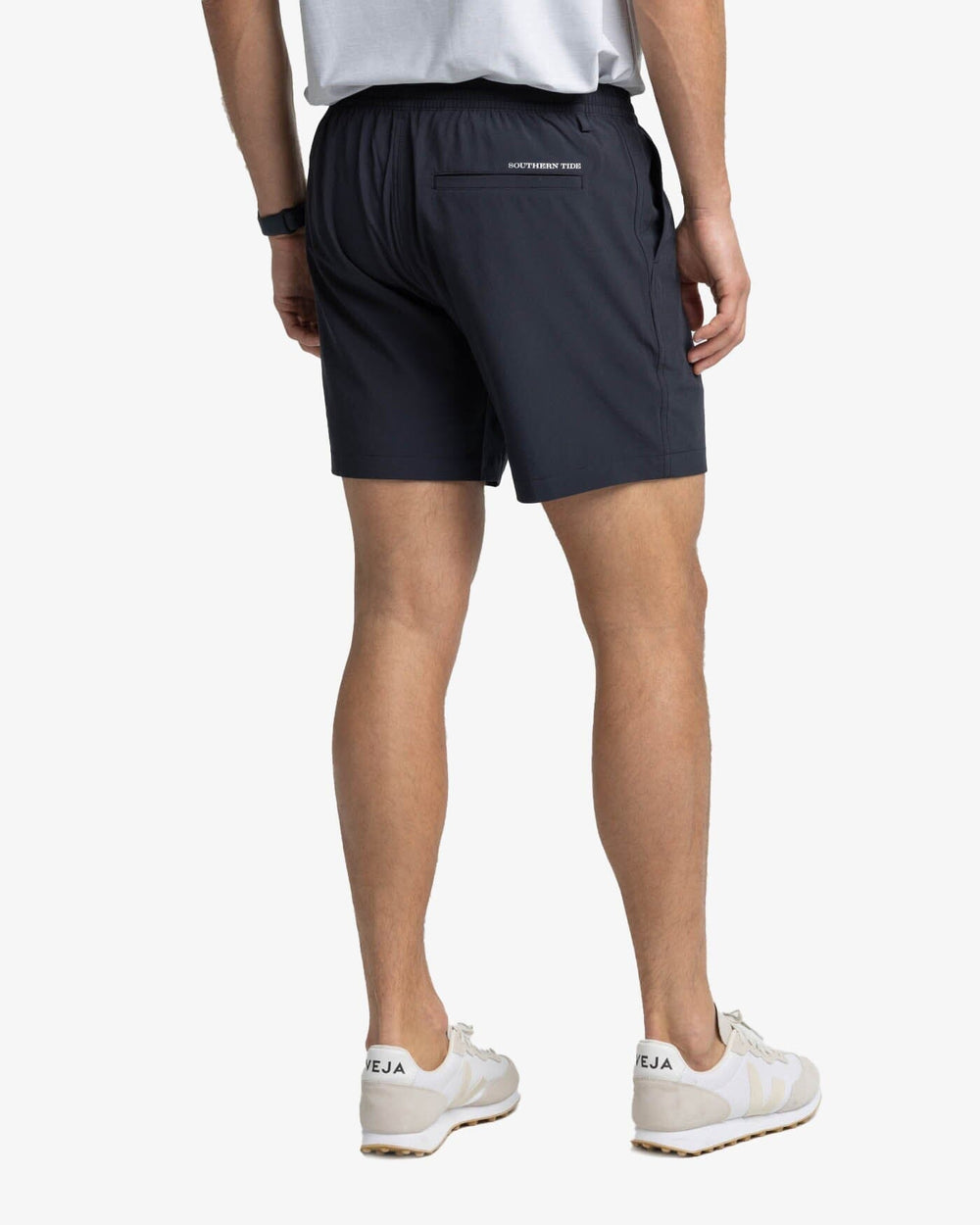 The back view of the Southern Tide Rip Channel 6 Inch Performance Short by Southern Tide - Caviar Black