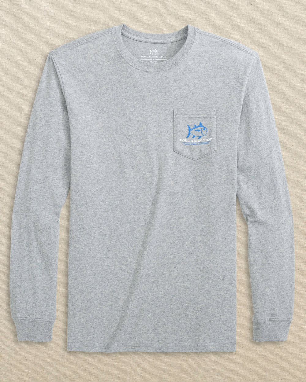 The front view of the Southern Tide Rising Skipjack Long Sleeve T-Shirt by Southern Tide - Heather Grey