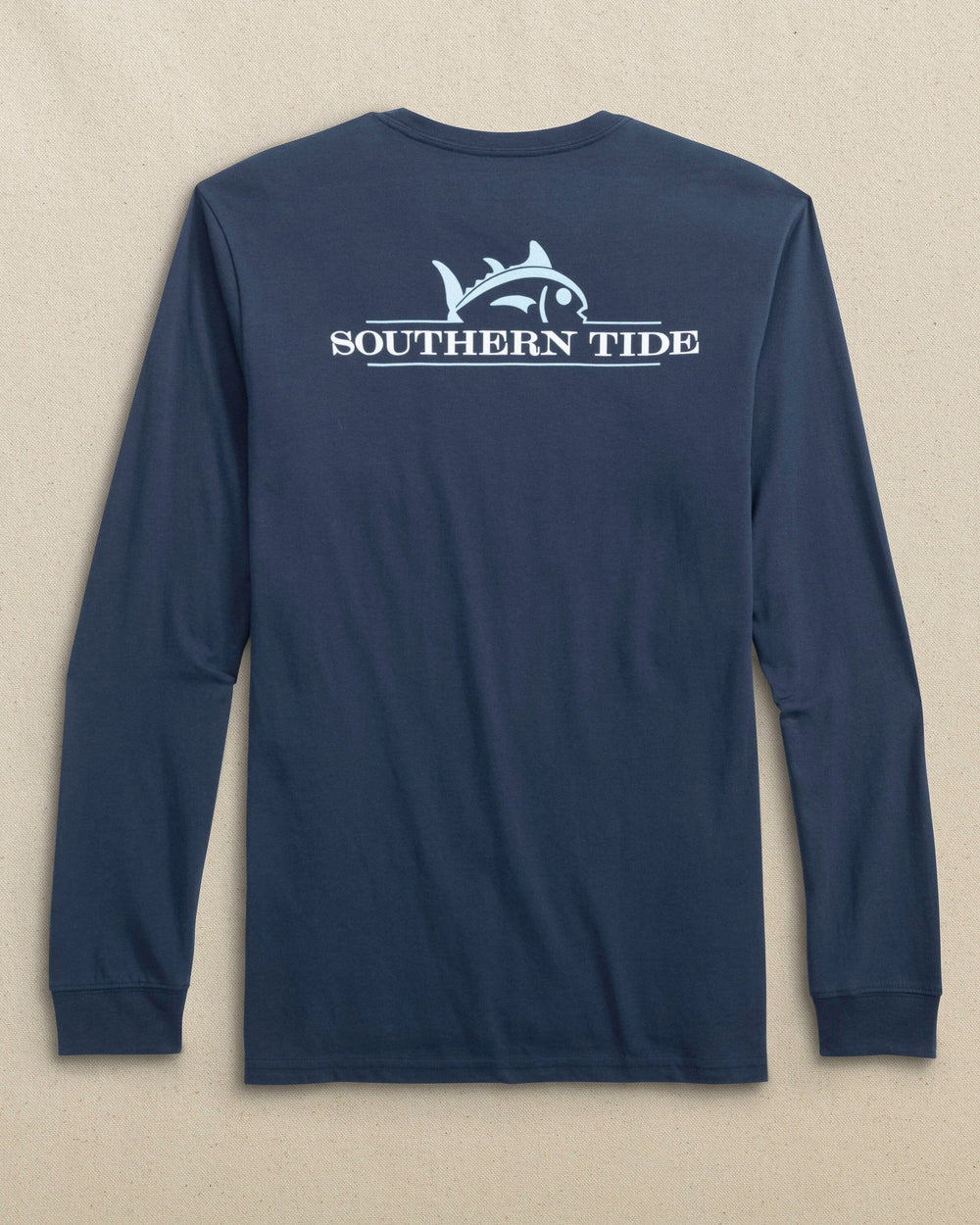 The back view of the Southern Tide Rising Skipjack Long Sleeve T-Shirt by Southern Tide - Navy