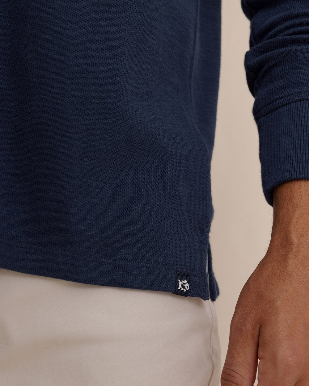 The detail view of the Southern Tide Riveroak Rib Knit Henley by Southern Tide - Dress Blue