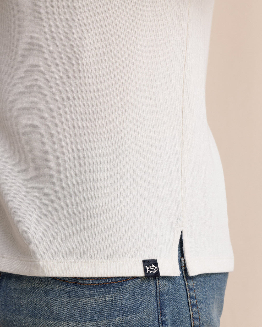 The detail view of the Southern Tide Riveroak Rib Knit Henley by Southern Tide - Sand White
