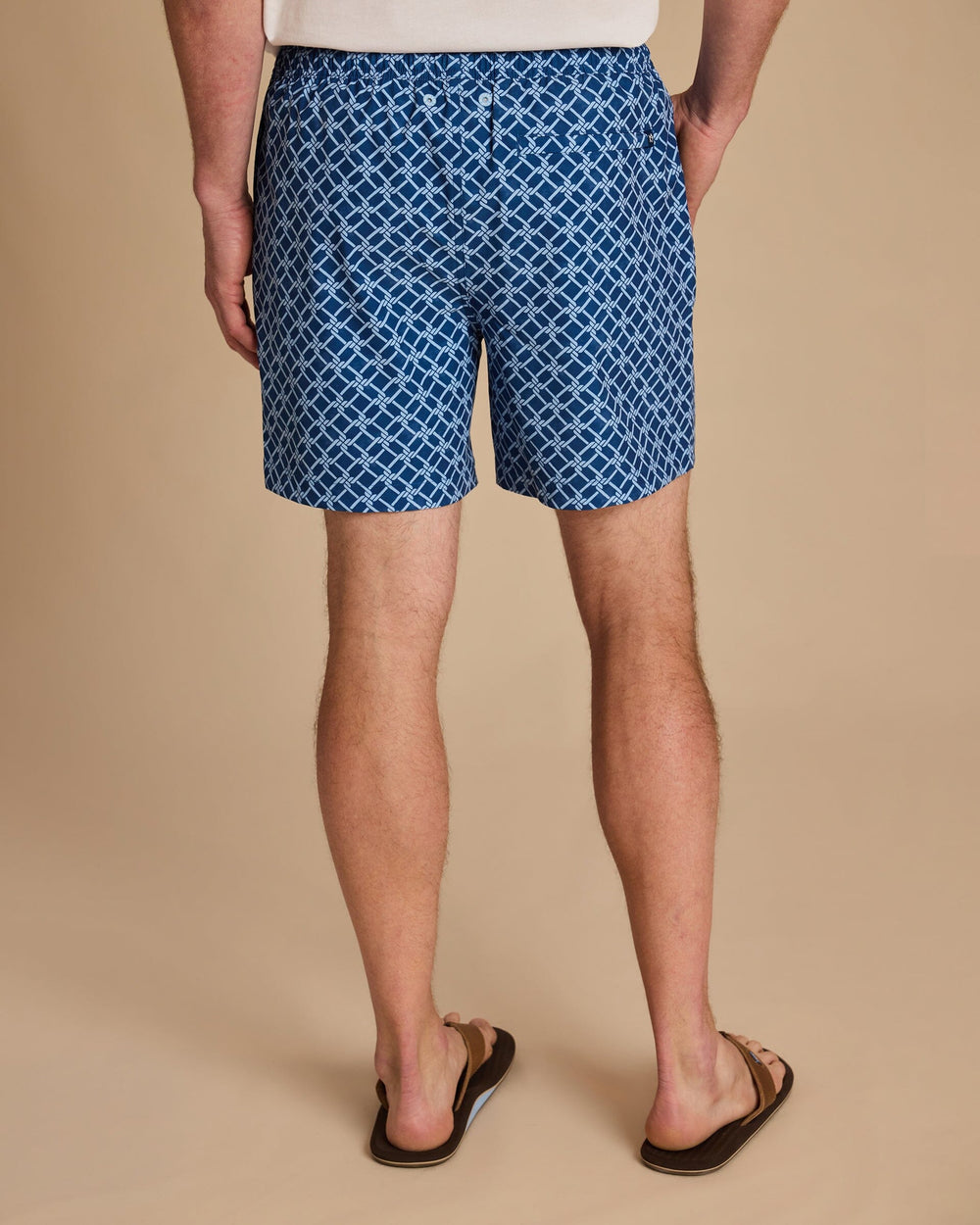 The back view of the Southern Tide Rope Maritime Swim Trunk by Southern Tide - Nautical Blue