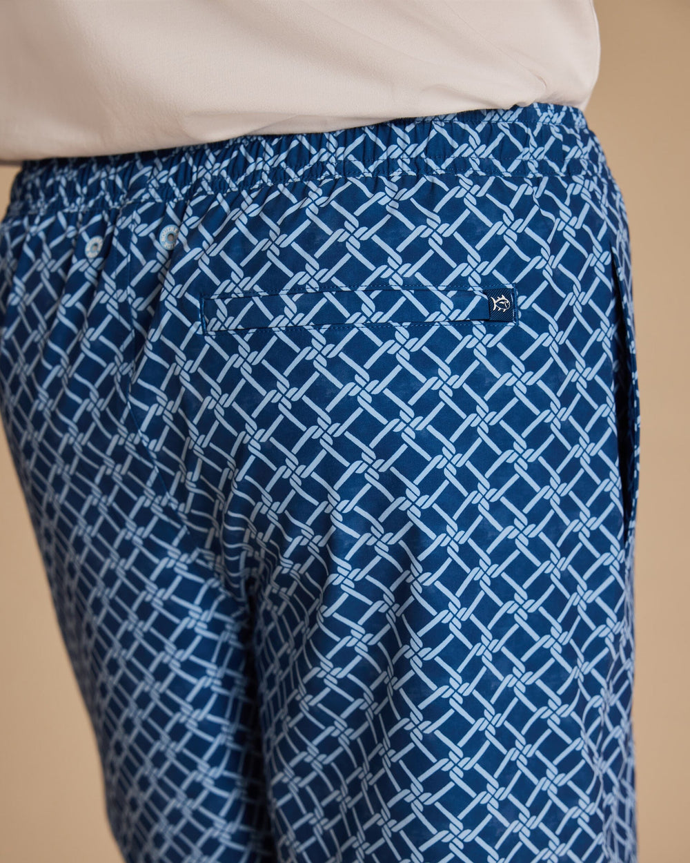 The detail view of the Southern Tide Rope Maritime Swim Trunk by Southern Tide - Nautical Blue