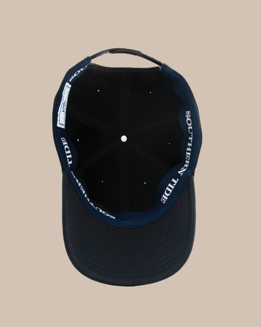 The detail view of the Southern Tide Rubber Skipjack Performance Hat by Southern Tide - Black