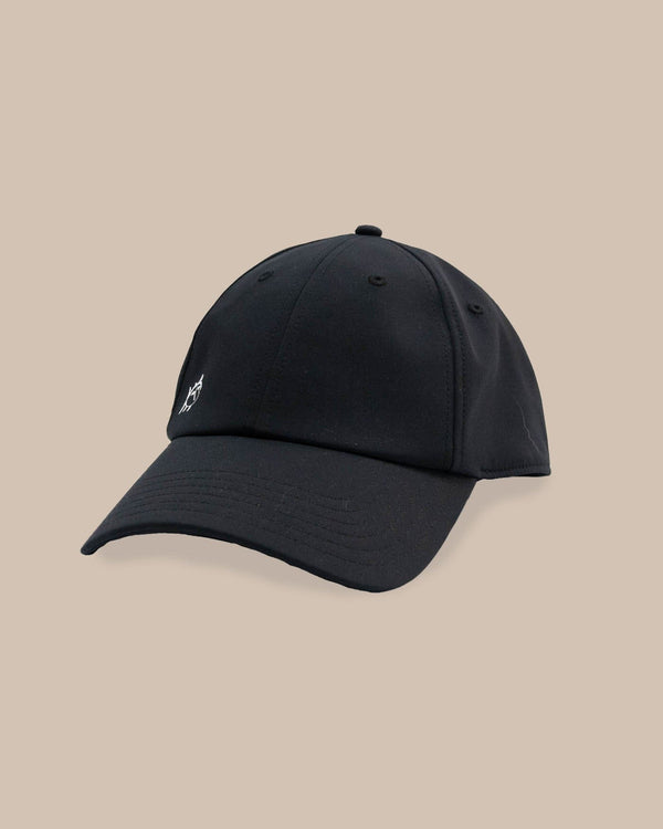 The front view of the Southern Tide Rubber Skipjack Performance Hat by Southern Tide - Black