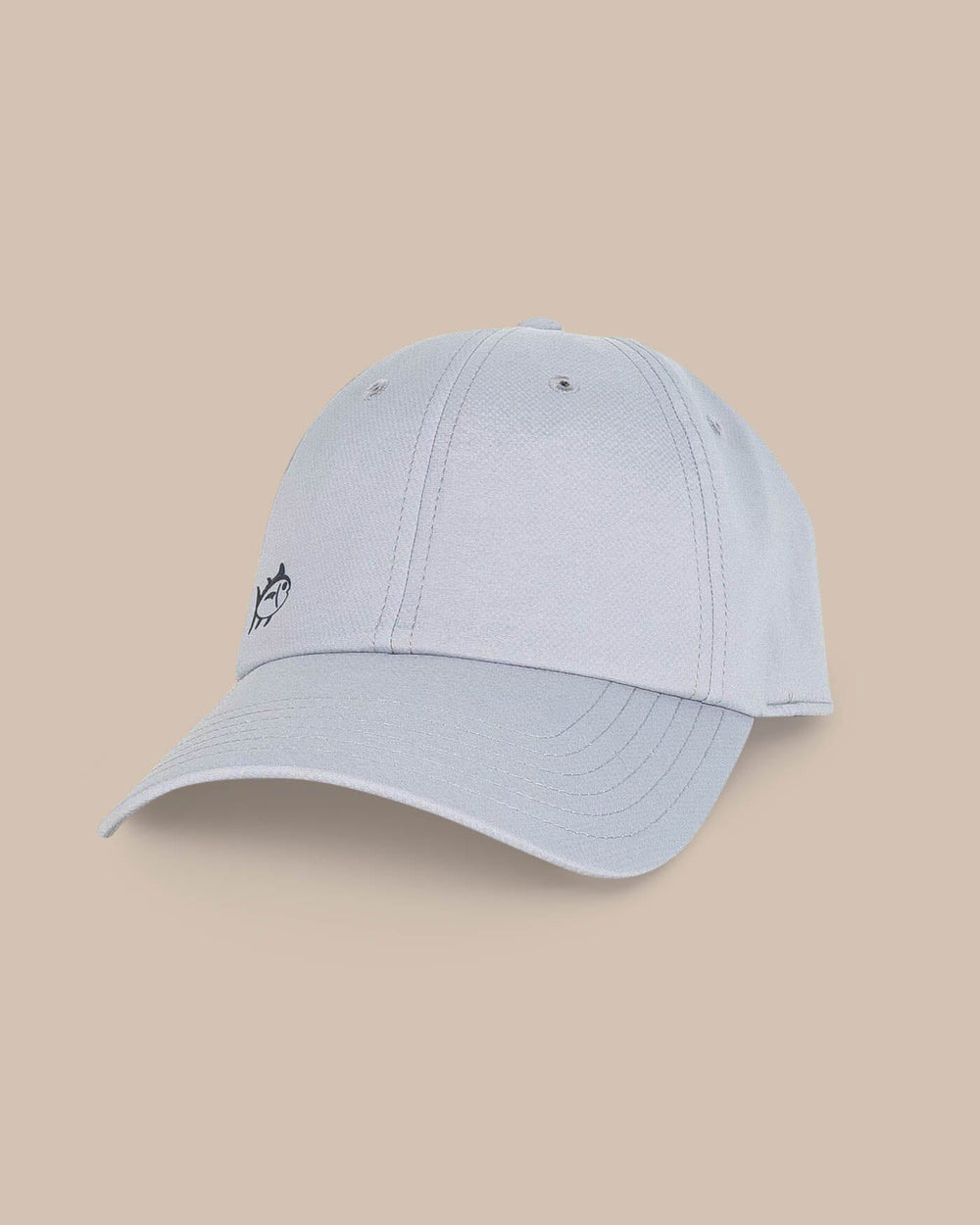 The front view of the Southern Tide Rubber Skipjack Performance Hat by Southern Tide - Steel Grey