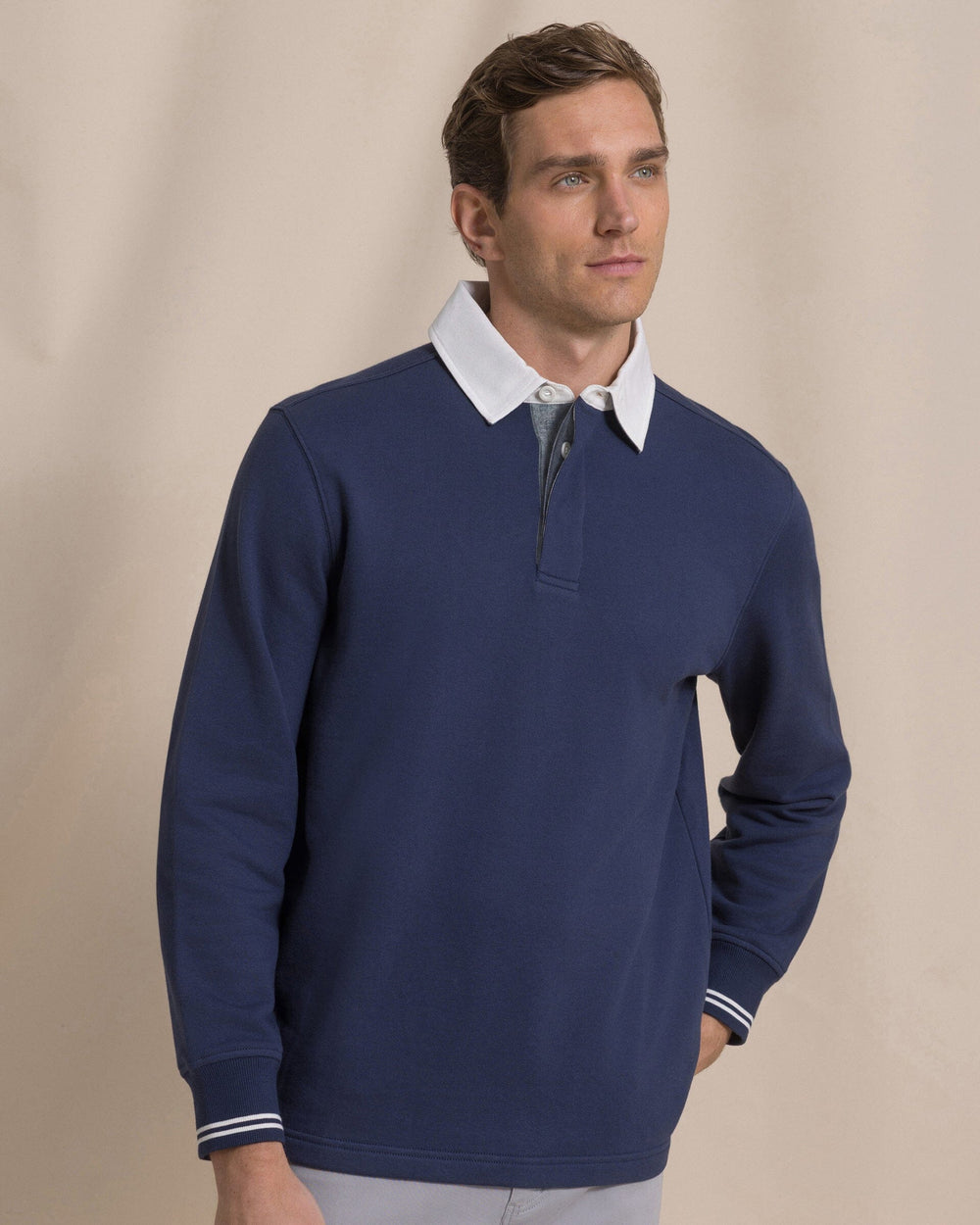 The front view of the Southern Tide Rugby Sweatshirt by Southern Tide - Dress Blue