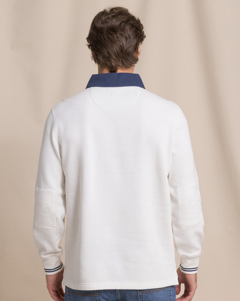 The back view of the Southern Tide Rugby Sweatshirt by Southern Tide - Sand White