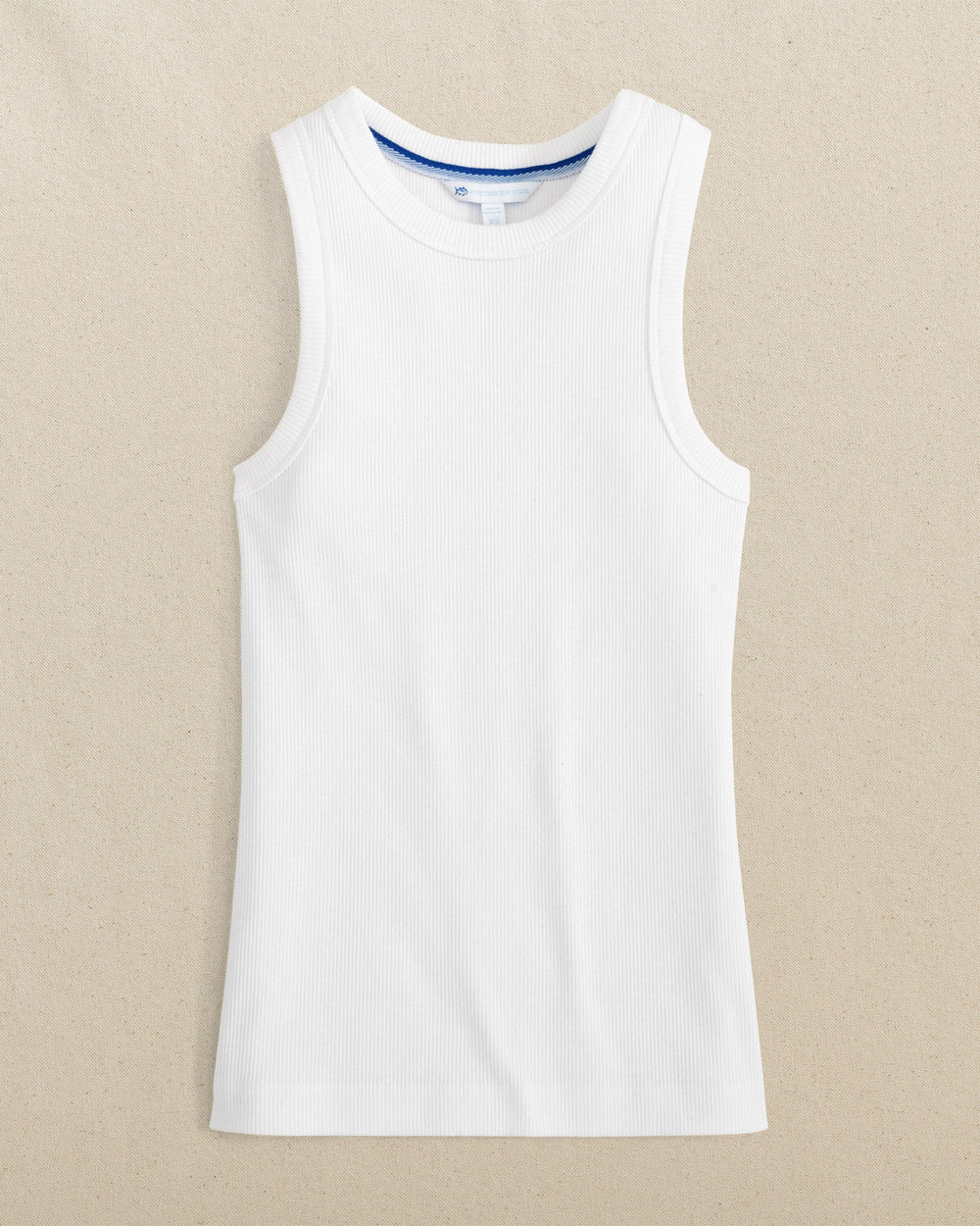 The front view of the Southern Tide Ryan Solid Rib Tank by Southern Tide - Classic White