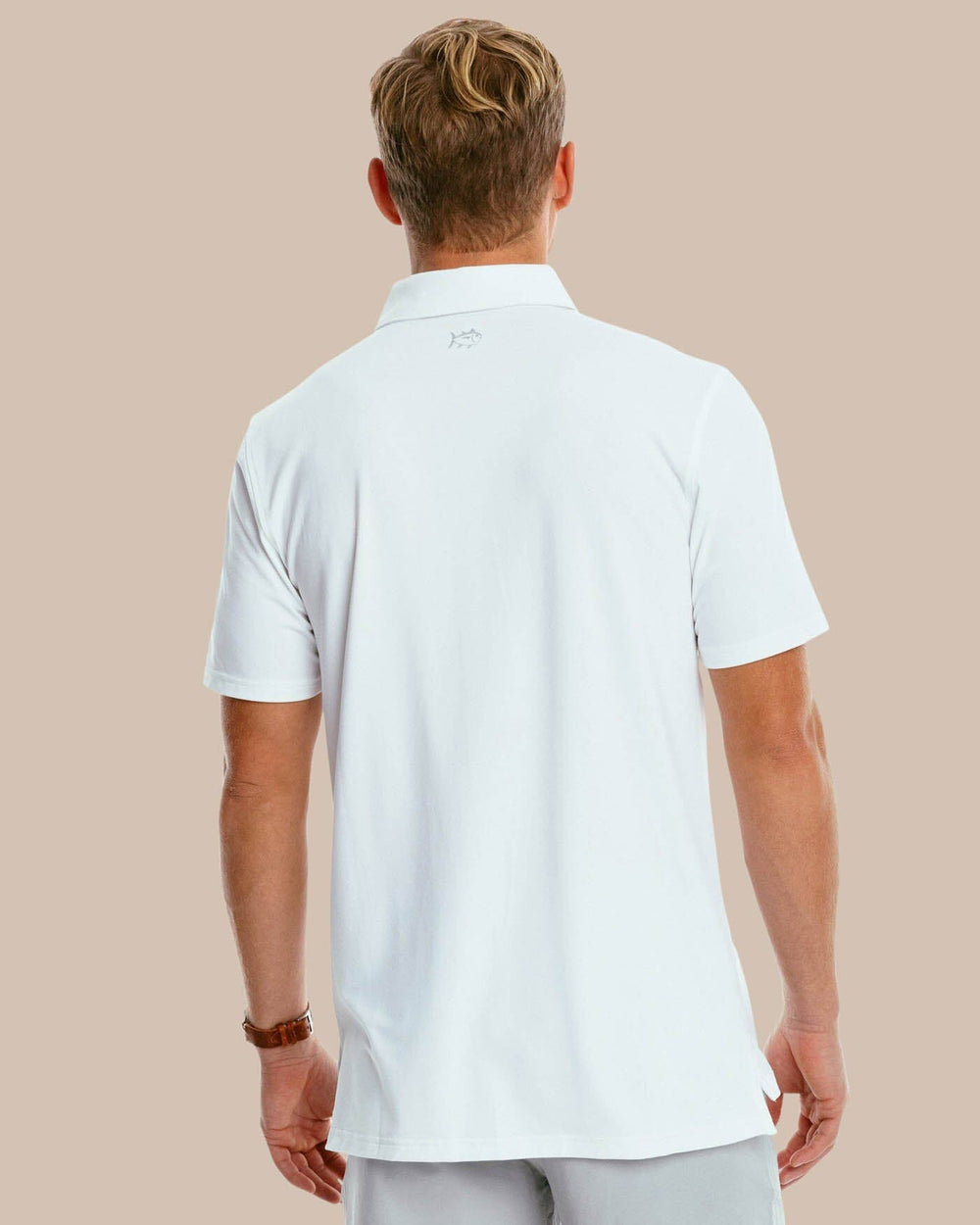 The back of the Men's Ryder Performance Polo Shirt by Southern Tide - Classic White