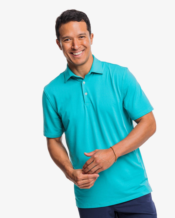 The front view of the Southern Tide Ryder Lilly Polo Shirt by Southern Tide - Water Lilly Green