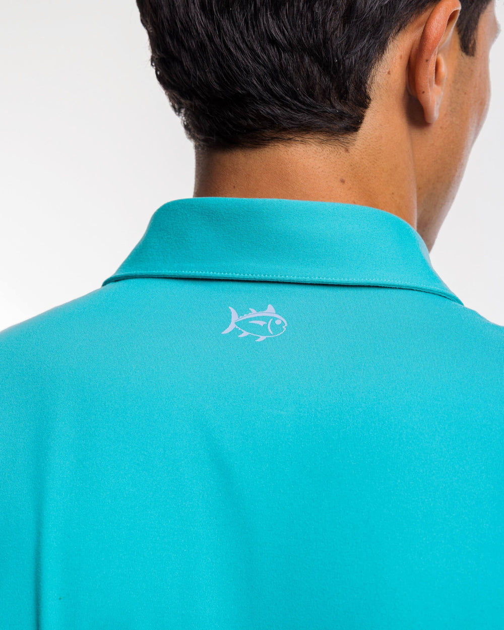 The yoke view of the Southern Tide Ryder Lilly Polo Shirt by Southern Tide - Water Lilly Green