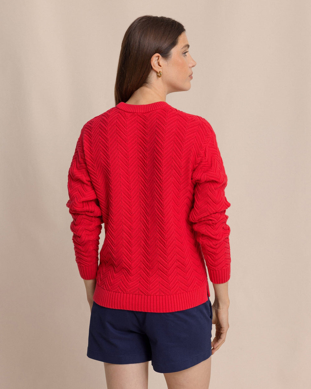 The back view of the Southern Tide Saige Sweater by Southern Tide - Grenadine Red