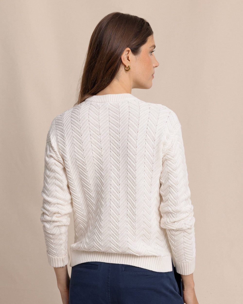 The back view of the Southern Tide Saige Sweater by Southern Tide - Sand White