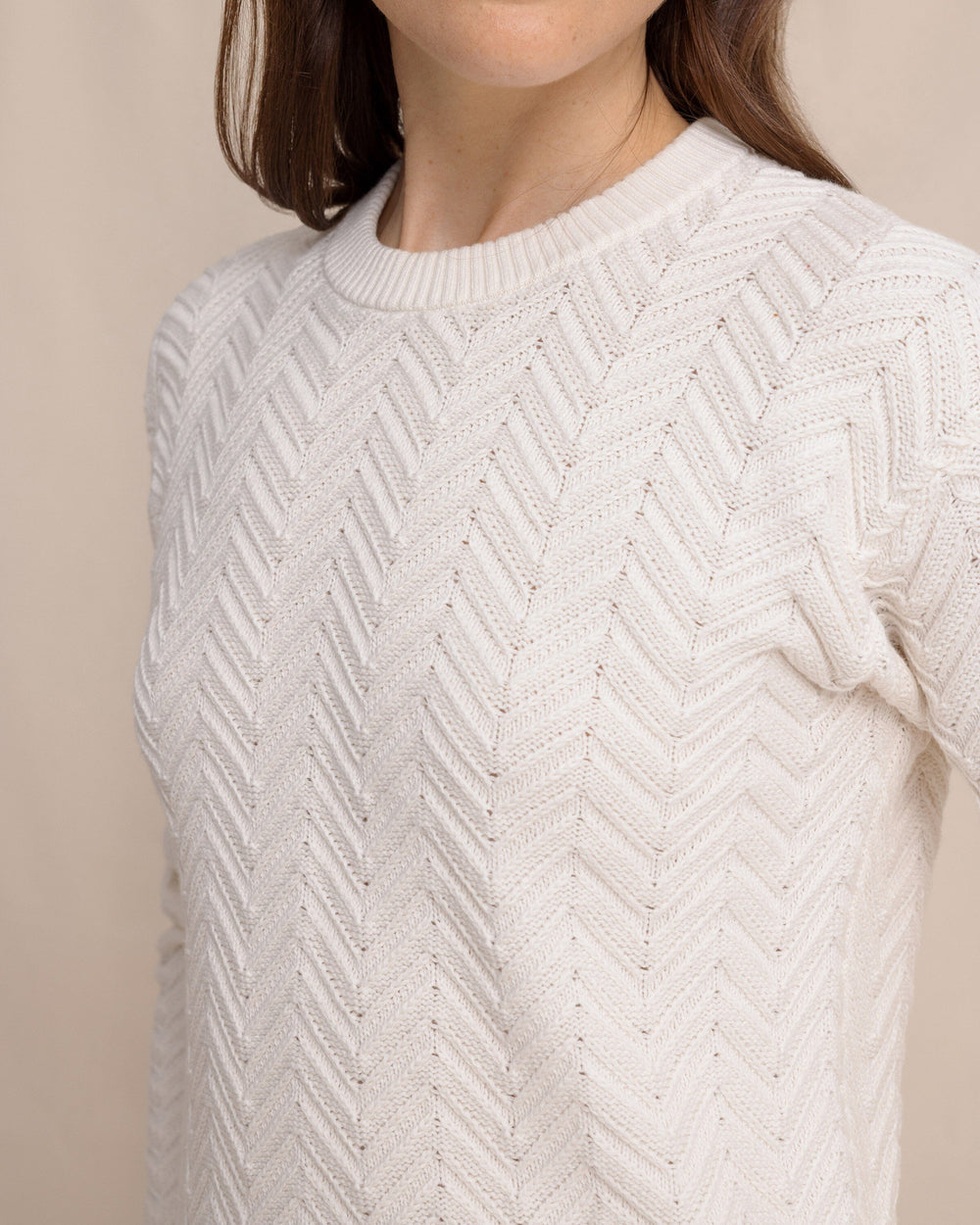 The detail view of the Southern Tide Saige Sweater by Southern Tide - Sand White