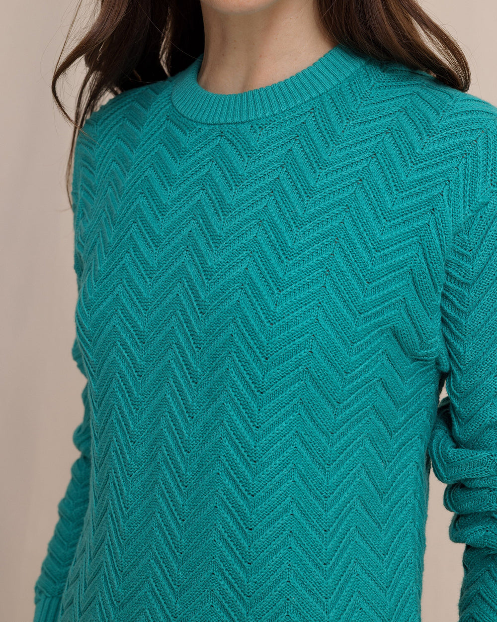 The detail view of the Southern Tide Saige Sweater by Southern Tide - Spruce Shade