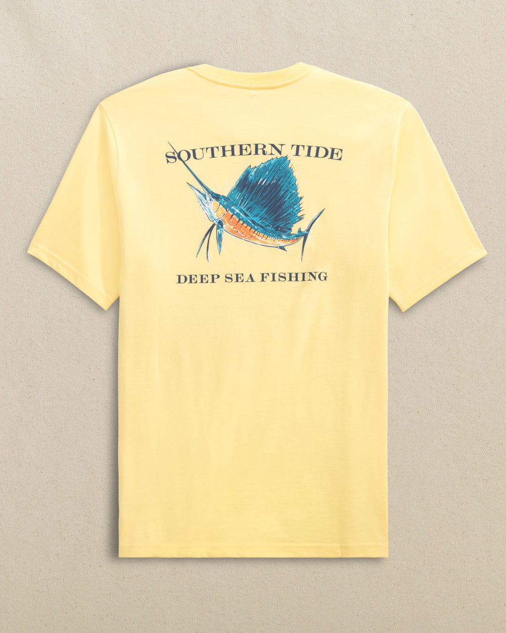 The back view of the Southern Tide Sailfish Deep Sea Fishing Short Sleeve T-Shirt by Southern Tide - Pineapple