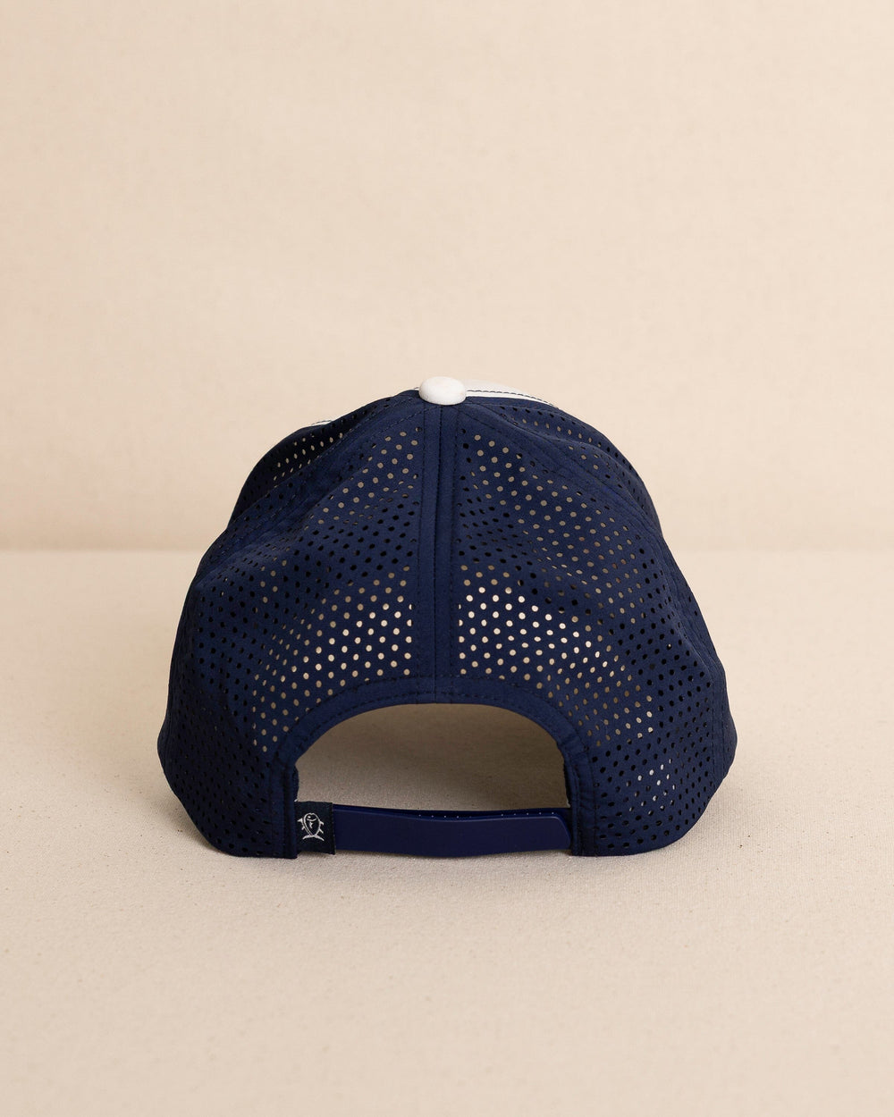 The back view of the Southern Tide Salty Snapback Performance Hat by Southern Tide - White