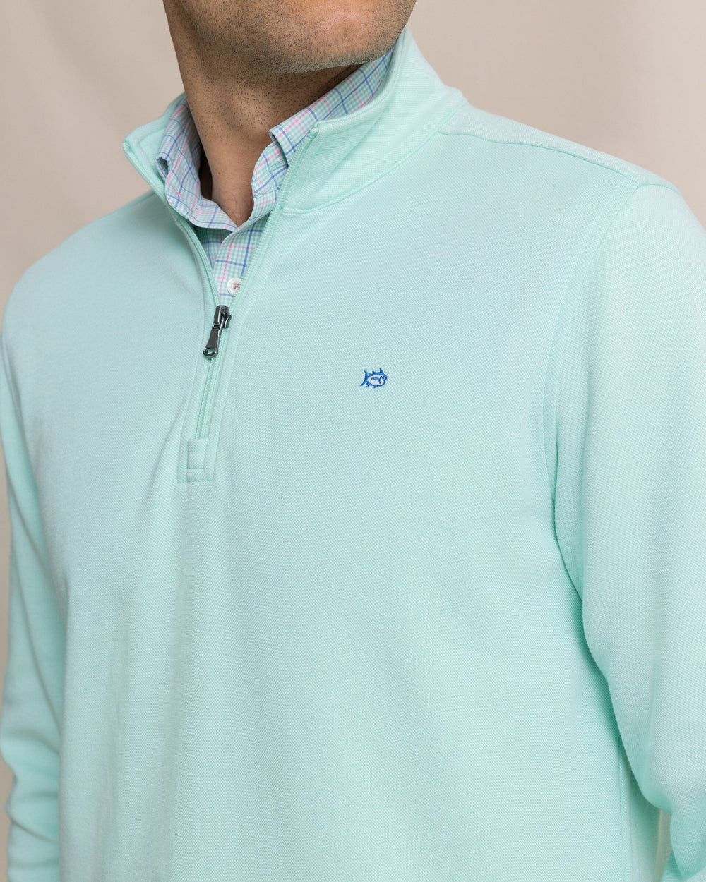 The detail view of the Southern Tide Sandy Cove Pique Quarter Zip by Southern Tide - Gulf Shores