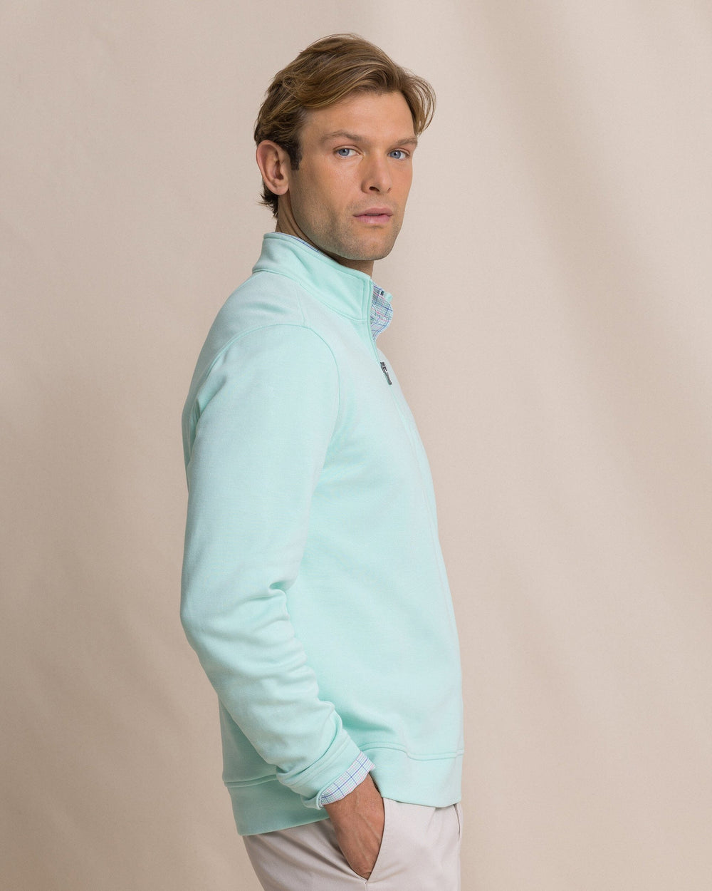 The side view of the Southern Tide Sandy Cove Pique Quarter Zip by Southern Tide - Gulf Shores