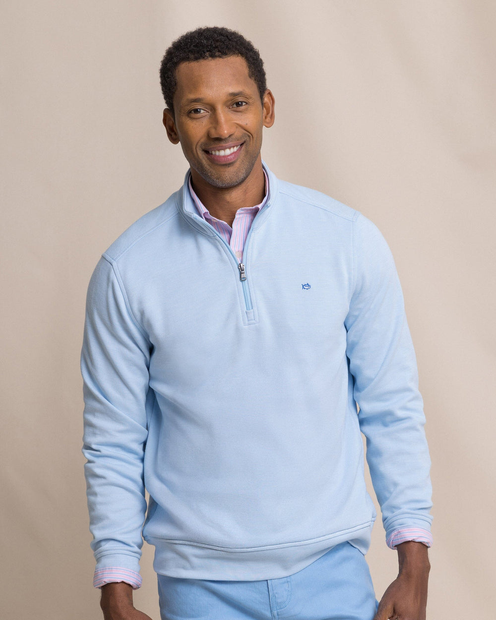 The front view of the Southern Tide Sandy Cove Pique Quarter Zip by Southern Tide - Ocean Channel