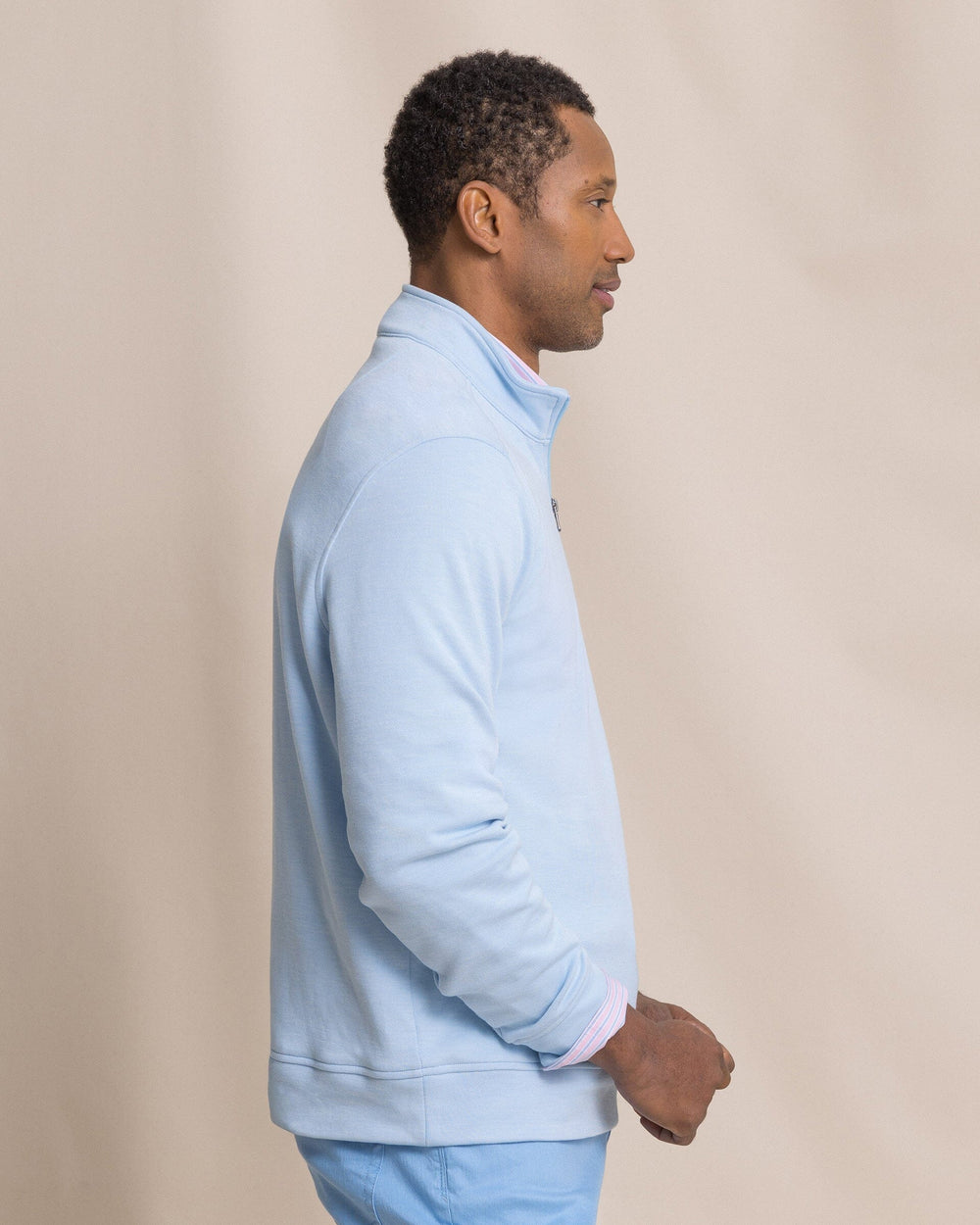 The side view of the Southern Tide Sandy Cove Pique Quarter Zip by Southern Tide - Ocean Channel