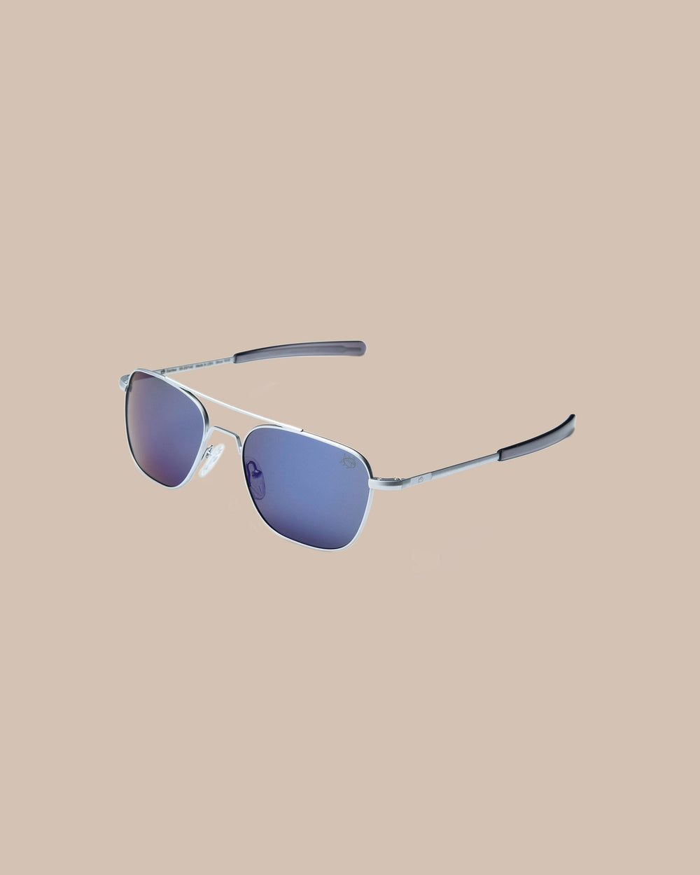 The side view of the Southern Tide Santee Aviator by Southern Tide - Matte Chrome Frame with Arctic Blue Nylon Lens