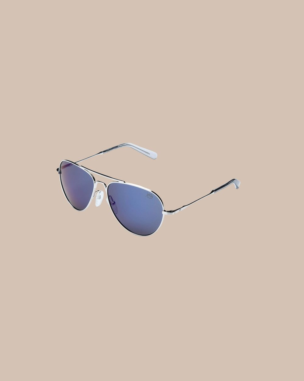 The side view of the Southern Tide Savannah Aviator by Southern Tide - White Gold Frame with Arctic Blue Nylon Lens