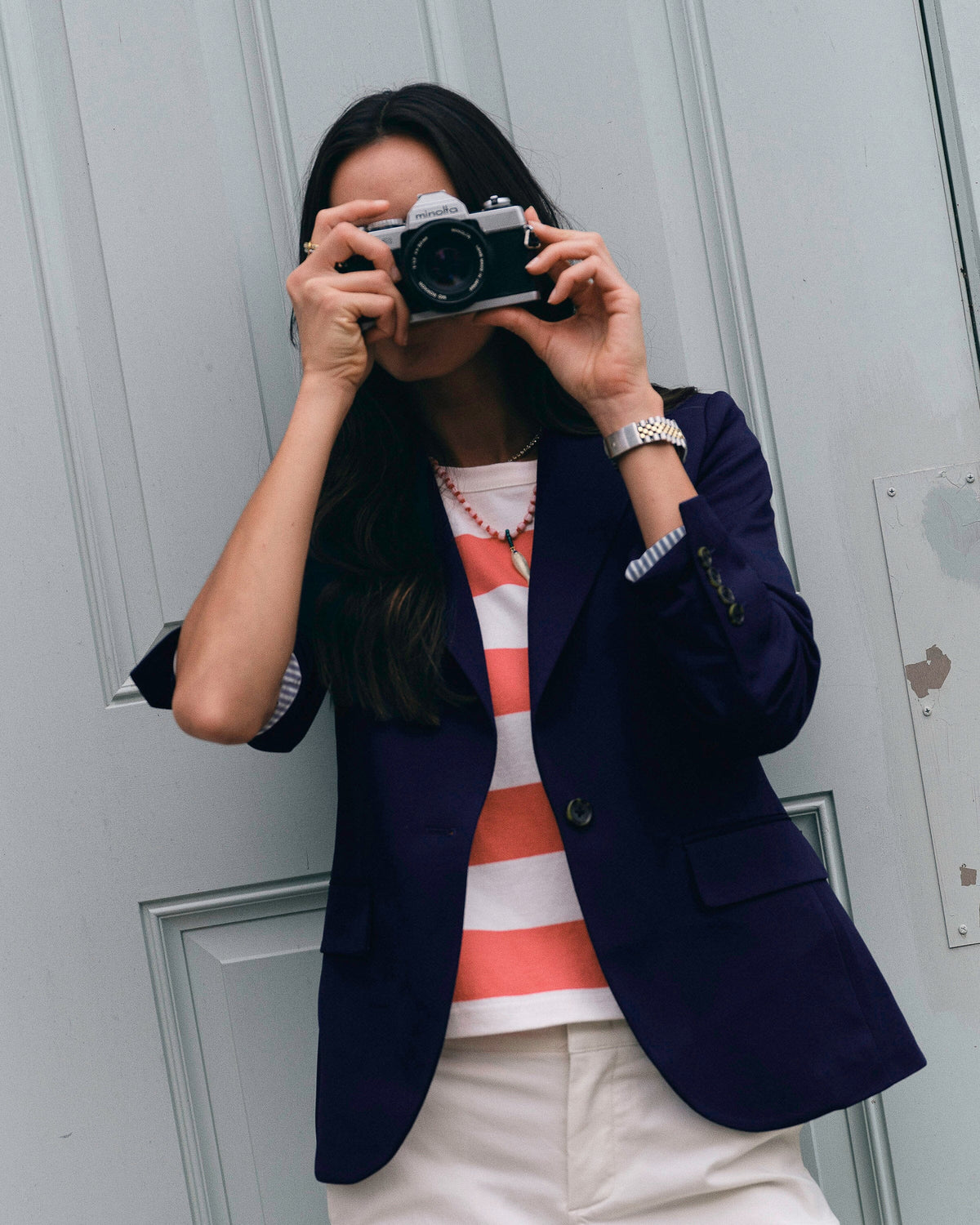 The lifestyle view of the Southern Tide Savannah Blazer by Southern Tide - Nautical Blue