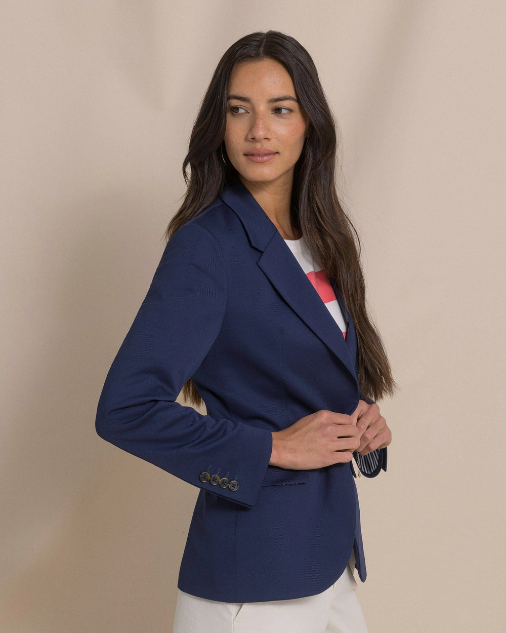 The side view of the Southern Tide Savannah Blazer by Southern Tide - Nautical Blue