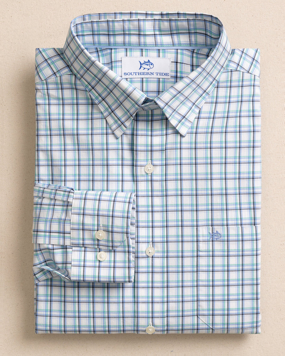 The front view of the Southern Tide Sawmill Plaid Charleston Long Sleeve Sport Shirt by Southern Tide - Ocean Channel