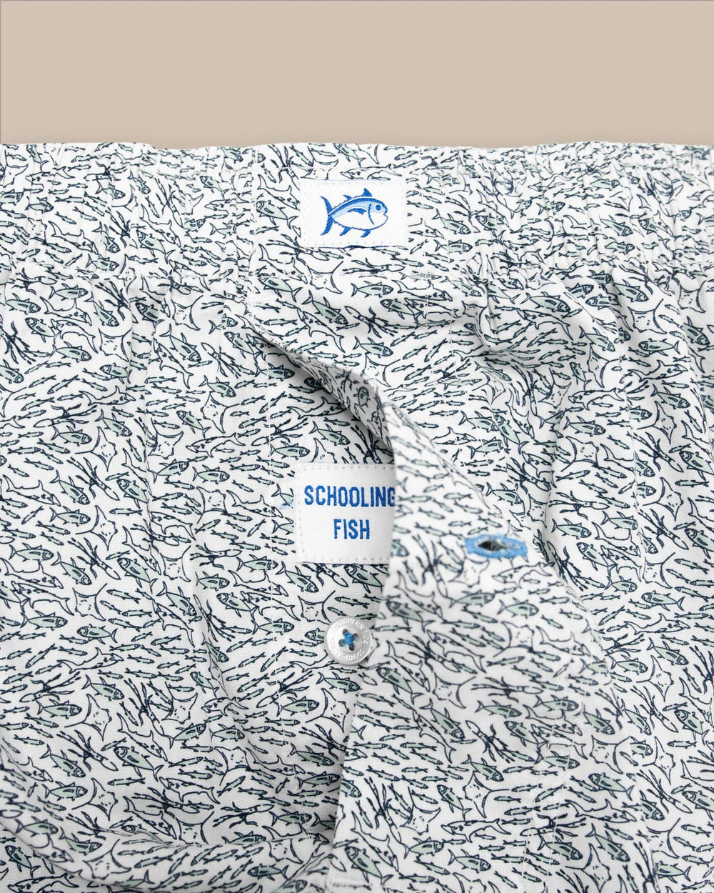 The detail view of the Southern Tide Schooling Fish Boxer by Southern Tide - Classic White